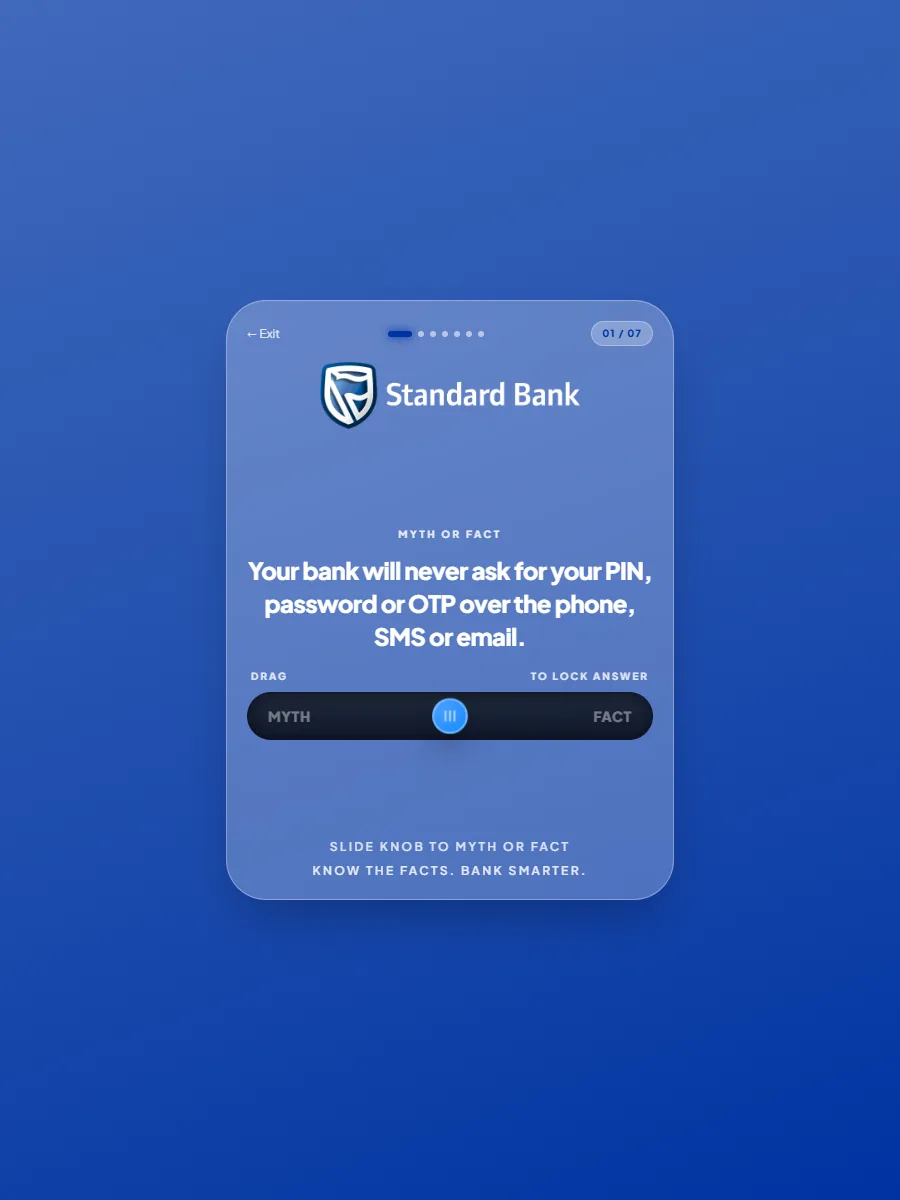 Standard Bank Myth or Fact question screen