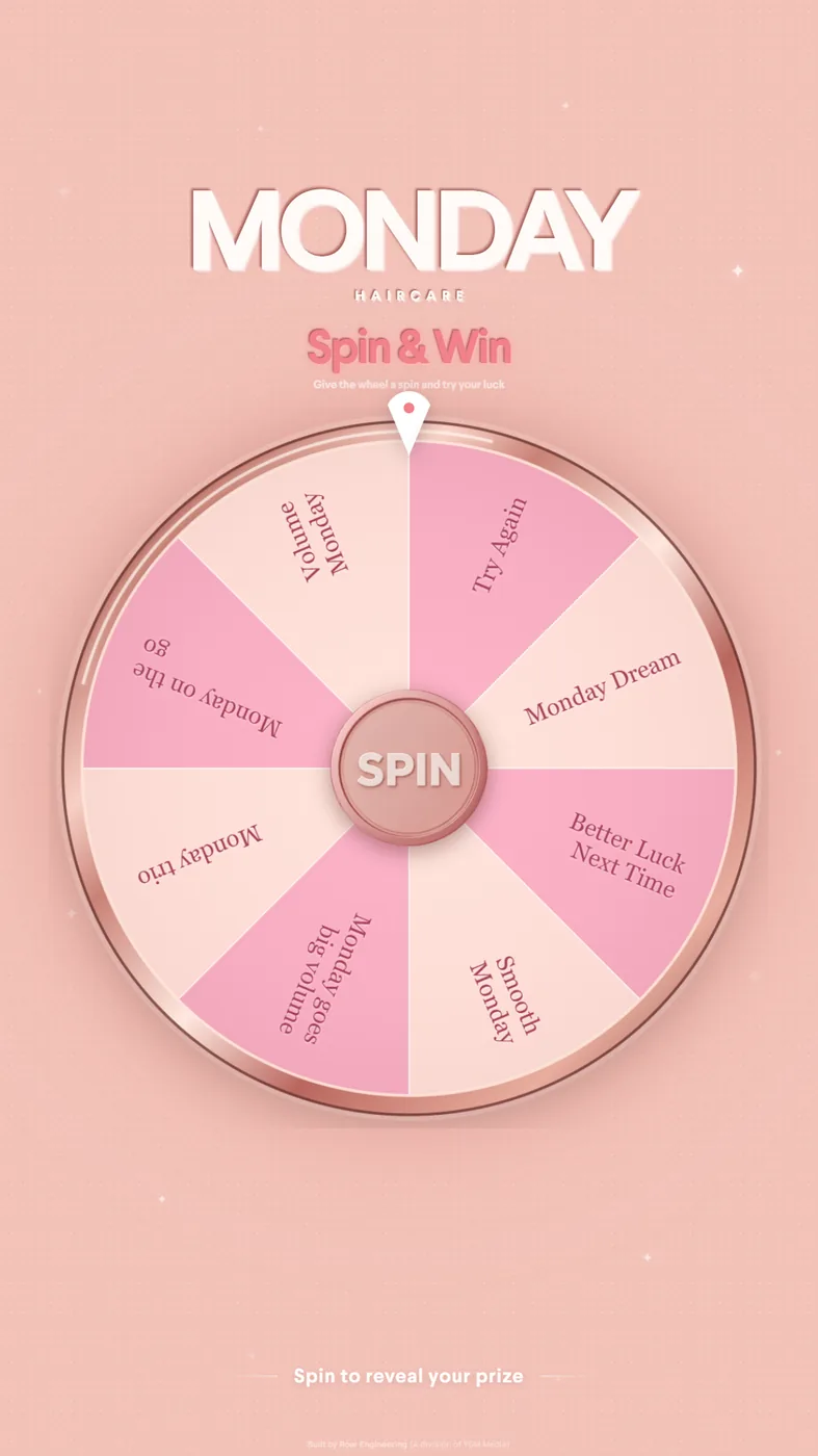 Latest Monday Haircare prize wheel
